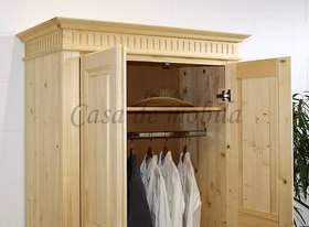 Kleiderschrank 110x205x58cm DAHLIA 2türig Fichte massiv geschlossener Sockel