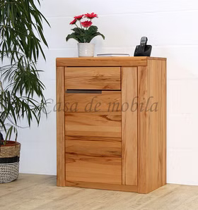 Massivholz Schuhschrank Rechts mit Edelstahlgriffe HORIZONT 71x94x40cm Kernbuche massiv natur geölt Casa de mobila Goslar