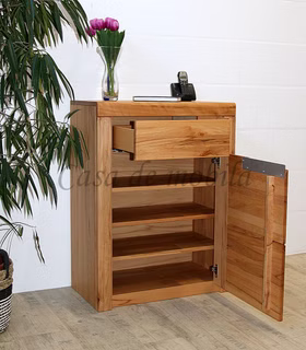 Massivholz Flurkommode Rechts mit Edelstahlgriffe HORIZONT 71x94x40cm buche massiv natur geölt Casa de mobila Goslar