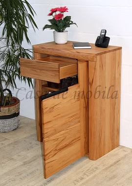 Massivholz Schuhschrank Rechts HORIZONT 71x94x40cm Rotkernbuche massiv natur geölt Rohstahlgriffe Casa de mobila Goslar
