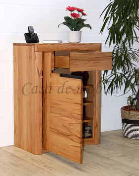 Massivholz Garderobenschrank Links Metallgriffe HORIZONT 71x94x40cm Kernbuche massiv natur geölt Casa de mobila Goslar