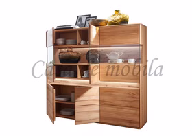 Massivholz Küchenschrank mit Beleuchtung III OKER 164x152x44cm Kernbuche massiv natur geölt Casa de mobila Goslar