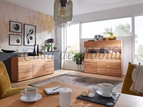 Esszimmer-schrank mit Beleuchtung und glastüren III OKER 164x152x44cm Kernbuche massiv natur geölt Casa de mobila Goslar