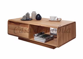 Massivholz Wohnzimmertisch mit schubladen OKER 110x40x70cm Kernbuche massiv natur geölt Casa de mobila Goslar