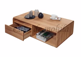 Massivholz Couchtisch mit gerundeten ecken OKER 110x40x70cm Kernbuche massiv natur geölt Casa de mobila Goslar