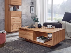 Massivholz Couchtisch mit schubladen OKER 110x40x70cm Kernbuche massiv natur geölt Casa de mobila Goslar