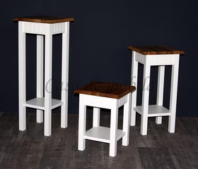 Massivholz Beistelltische 3Er Set NORDIC HOME Kiefer massiv weiß lackiert Holzplatte Wildeiche geölt casademobila Goslar