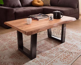 Massivholz Couchtisch mit Baumkante und Metallbeine CARTAGENA Akazie massiv natur lackiert casademobila Goslar Massivholz Couchtisch mit Baumkante und Metallbeine CARTAGENA Akazie massiv natur lackiert casademobila Goslar