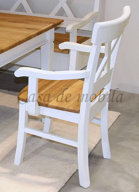 Armlehnstuhl COUNTRY HOME 55x95x56cm Kiefer massiv weiß Wildeiche geölt, 1036222001 von Casa de mobila Goslar