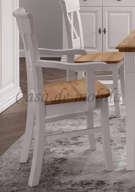 stuhl mit armlehne COUNTRY HOME 55x95x56cm Kiefer massiv weiß Wildeiche geölt, 1036222001 von Casa de mobila Goslar
