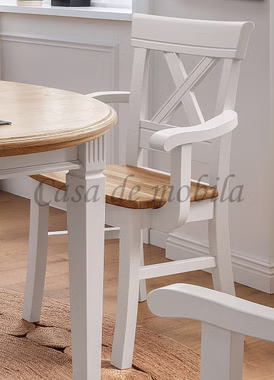 Sessel holz mit armlehne landhaus COUNTRY HOME Kiefer massiv weiß Wildeiche geölt, 1036222001 von Casa de mobila Goslar