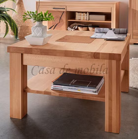 Massivholz Beistelltisch mit ablage 70x70cm kernbuche massiv geölt mit hirnholz Casa de mobila Goslar
