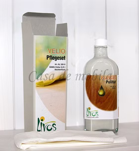 LIVOS Pflegeset 250ml VELIO Politur Bianco Baumwolltuch von Casademobila Goslar LIVOS Esstisch Pflegeset 250ml VELIO Politur Bianco Baumwolltuch von Casademobila Goslar