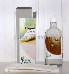 LIVOS Pflegeset 250ml VELIO Politur Bianco Baumwolltuch von Casademobila Goslar LIVOS Tisch Pflegeset 250ml VELIO Politur Bianco Baumwolltuch von Casademobila Goslar