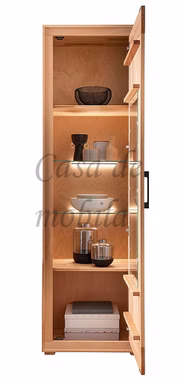 Naturholz Vitrine schmal kernbuche massiv mit Stirnholz casademobila Naturholz Vitrine schmal kernbuche massiv mit Stirnholz casademobila