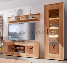 Wohnwand Anbauwand Schrankwand kernbuche massiv geölt mit Hirnholz casademobila