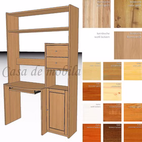 Büro-Regal 134x217x51/33cm CONTRA Massivholz Kiefer Buche Eiche Casa de mobila