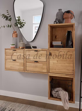Massivholz Flurregal Dielenregal Haengeregal 8teilig Wildeiche natur geoelt casademobila Goslar