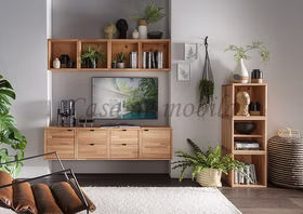 Hängende Würfelregale 4-teilig 152x38x20cm Buche massiv Natur geölt Casa de mobila Goslar