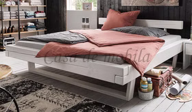 Massivholz Balkenbett mit U Holzbeine WOODSTOCK 140, 160, 180cm Kiefer massiv weiß lasiert Casa de mobila Goslar Massivholz Balkenbett mit U Holzbeine WOODSTOCK 140, 160, 180cm Kiefer massiv weiß lasiert Casa de mobila Goslar