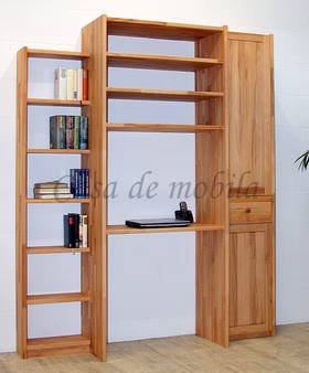 Massivholz Schreib-Regal CONTRA 178x217/197x46/33/21cm Kernbuche massiv geölt Casa de mobila Goslar