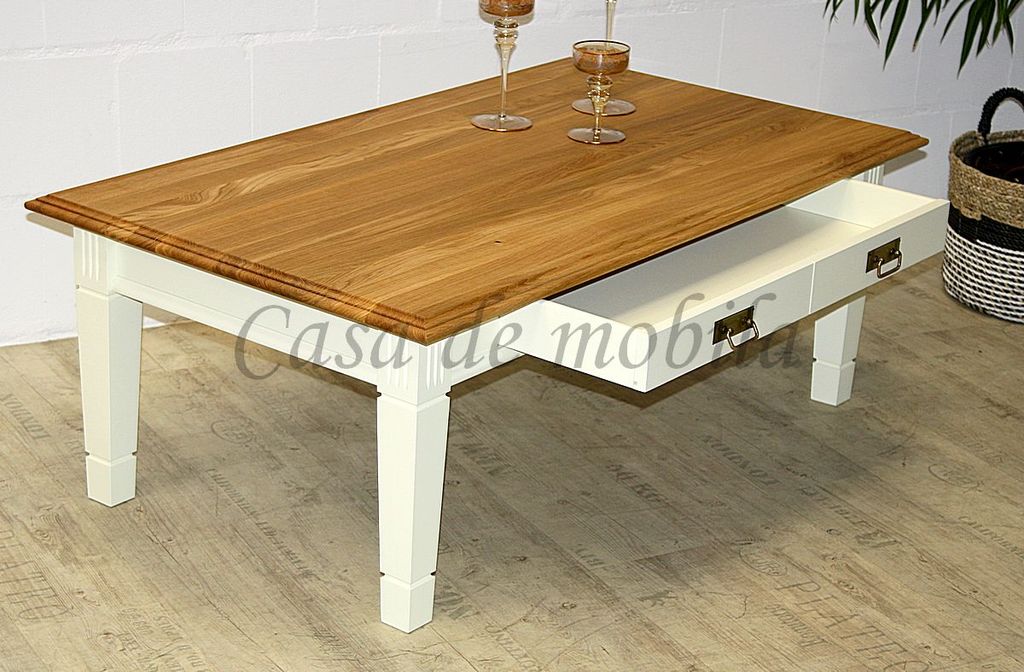 Couchtisch 130x48x75cm NORDIC HOME Kiefer champagner Wildeiche geölt