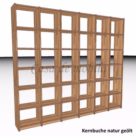 Massivholz Standregal Bücherregal CONTRA 270x236x33cm Kernbuche massiv natur geölt Casa de mobila Goslar