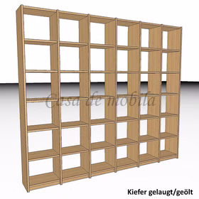 Massivholz Standregal Bücherregal CONTRA 270x236x33cm Kiefer massiv gelaugt geölt Casa de mobila Goslar