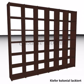 Massivholz Standregal Bücherregal CONTRA 270x236x33cm Kiefer massiv Dunkelbraun kolonial Casa de mobila Goslar