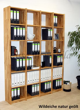 Massivholz Büroregale Aktenregale CONTRA 181x236x33cm Wildeiche massiv natur geölt Casa de mobila Goslar