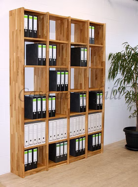Echtholz Büroregal CONTRA 181x236x33cm Wildeiche massiv natur geölt Casa de mobila Goslar