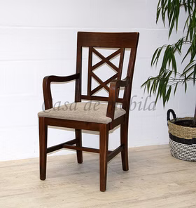 Armlehnstuhl 52x100x48cm ROSSIO Pinie nussbaumfarben Polster beige von Casademobila Goslar