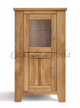 Echtholz schrank mit glastür links LOFT 80x139x47cm Eiche massiv natur geölt Casa de mobila Goslar