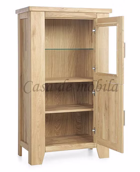 Massivholz Vitrine Klein rechts LOFT 80x139x47cm Eiche massiv natur geölt Casa de mobila Goslar