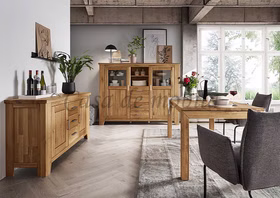 Massivholz Esszimmerschrank klein LOFT 165x85x47cm Eiche massiv natur geölt Casa de mobila Goslar Massivholz Esszimmerschrank klein LOFT 165x85x47cm Eiche massiv natur geölt Casa de mobila Goslar