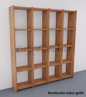 Massivholz Bücherregal 181x197x33cm CONTRA Kernbuche massiv natur geölt von Casademobila Goslar