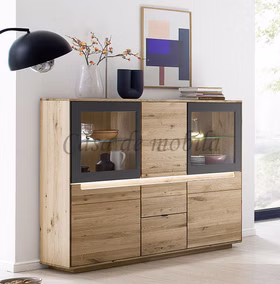 Highboard 168x136x40cm FLORENZ Wildeiche massiv Roheffekt geölt Design von Casademobila Goslar