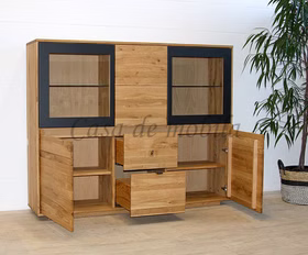 Highboard 168x136x40cm FLORENZ Wildeiche massiv Roheffekt geölt Design von Casademobila Goslar