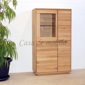 Highboard 77x136x40cm FLORENZ Wildeiche massiv Roheffekt geölt von Casademobila Goslar