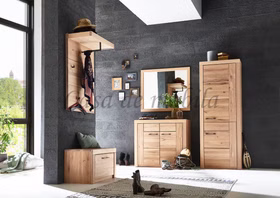 Massivholz Dielenkommode SKYLINE 102x94x40cm Wildeiche massiv natur oder weiss Bianco geölt Casa de mobila Goslar