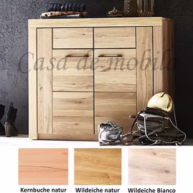 Massivholz Schuhschrank SKYLINE 102x94x40cm Kernbuche Wildeiche massiv natur oder Bianco geölt Casa de mobila Goslar
