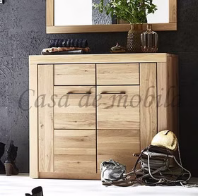 Massivholz Schuhkommode SKYLINE 102x94x40cm Wildeiche massiv weiss Bianco geölt Casa de mobila Goslar