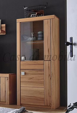 Wohnwand SKYLINE Vitrine schmal buchenholz massiv geölt von Casa de mobila Goslar Wohnwand SKYLINE Vitrinenschrank schmal kernbuche massiv geölt von Casa de mobila Goslar