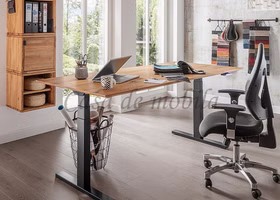 Schreibtisch 140x65-130x70cm FLORENZ höhenverstellbar Wildeiche massiv geölt von Casademobila Goslar