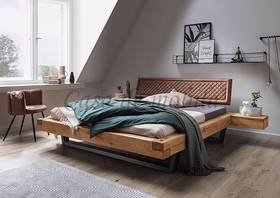 Massivholz Schwebebett mit polsterkopfteil braun 140,160,180,200,220cm WOODSTOCK Wildeiche massiv natur geölt Casa de mobila Goslar Massivholz Schwebebett mit polsterkopfteil braun 140,160,180,200,220cm WOODSTOCK Wildeiche massiv natur geölt Casa de mobila Goslar