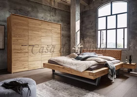 Holzbett mit polsterkopfteil braun 140,160,180,200,220cm WOODSTOCK Wildeiche massiv natur geölt Casa de mobila Goslar Holzbett mit polsterkopfteil braun 140,160,180,200,220cm WOODSTOCK Wildeiche massiv natur geölt Casa de mobila Goslar