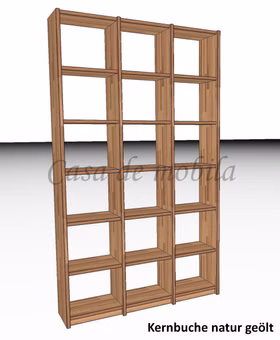 Massivholz Regal CONTRA 136x236x33cm Kernbuche massiv natur geölt Casa de mobila Goslar