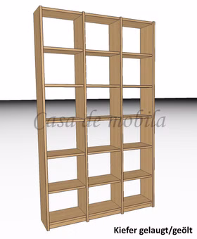 Massivholz Bücherregal CONTRA 136x236x33cm Kiefer massiv gelaugt geölt Casa de mobila Goslar