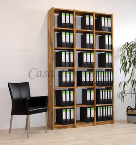 Massivholz Ordnerregal CONTRA 136x236x33cm Wildeiche massiv natur geölt Casa de mobila Goslar