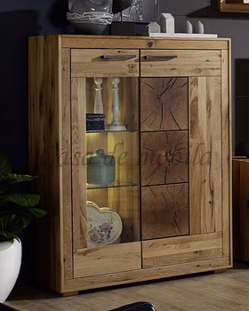 Massivholz Highboard I 103x135x40cm RUSTIC Wildeiche geölt Hirnholz von Casademobila Goslar